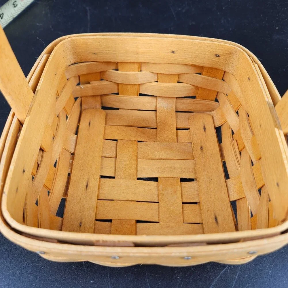 Longaberger 2002 Sm Square Tarragon Wicker Basket Spring Floral Fabric Plastic - Picture 7 of 11